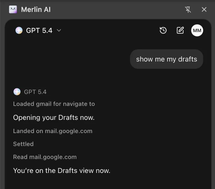 early draft of the extension that performed tasks on gmail